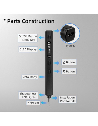 Destornillador Eléctrico SEQURE ES666 30 Puntas Magnéticas 2.2N.m