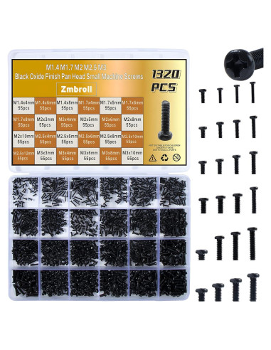 Kit de 1320 Tornillos Negros para Laptop Zmbroll M1.4 a M3