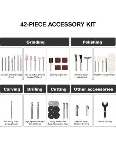 Kit de Herramienta Rotativa Inalámbrica ATuMan EP2 7.2V 42 Accesorios