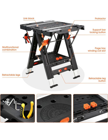Mesa de Trabajo Plegable 2 en 1 DNA MOTORING 136 kg Mesa de Trabajo Plegable 2 en 1 DNA MOTORING 136 kg