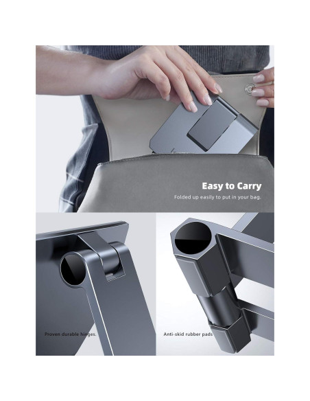 Soporte de Teléfono Ajustable Lamicall de Aluminio Gris 10-28 cm Soporte de Teléfono Ajustable Lamicall de Aluminio Gris 10-28 cm