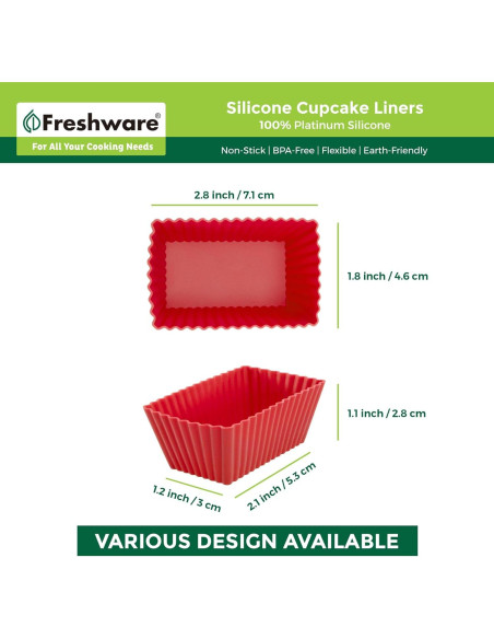 Forros de Silicona Freshware para Muffin 12 Pzas 7,11 cm Forros de Silicona Freshware para Muffin 12 Pzas 7,11 cm