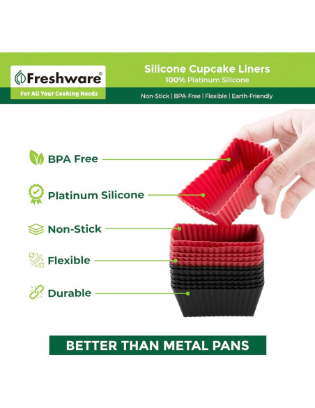 Forros de Silicona Freshware para Muffin 12 Pzas 7,11 cm Forros de Silicona Freshware para Muffin 12 Pzas 7,11 cm