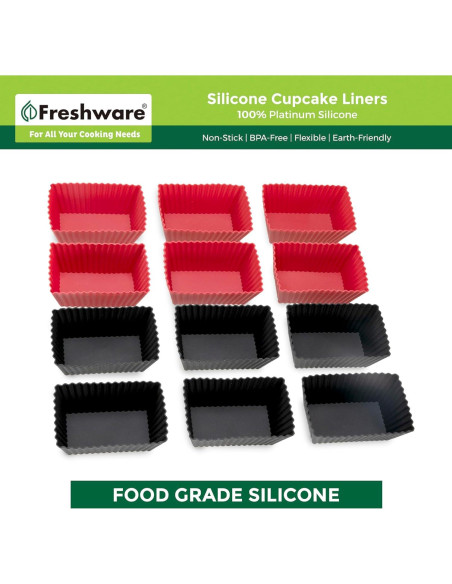 Forros de Silicona Freshware para Muffin 12 Pzas 7,11 cm Forros de Silicona Freshware para Muffin 12 Pzas 7,11 cm
