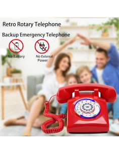 Teléfono Rotatorio Rojo Vintage Hanmeng 0.95kg 2