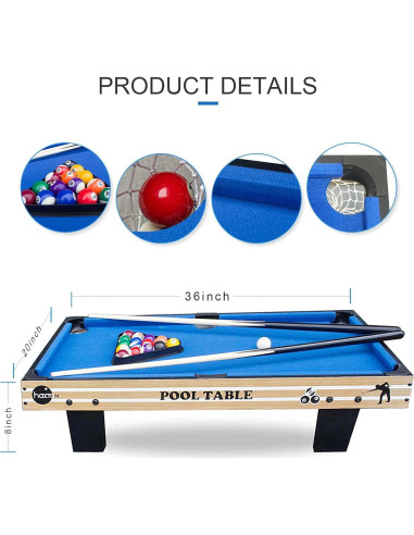 Mini Mesa de Billar Wakefa 91.44 cm con Accesorios Completos