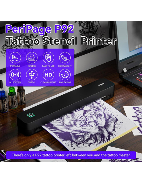 Impresora de Plantillas de Tatuaje PeriPage P92 - Térmica, 2600mAh Impresora de Plantillas de Tatuaje PeriPage P92 - Térmica, 2600mAh