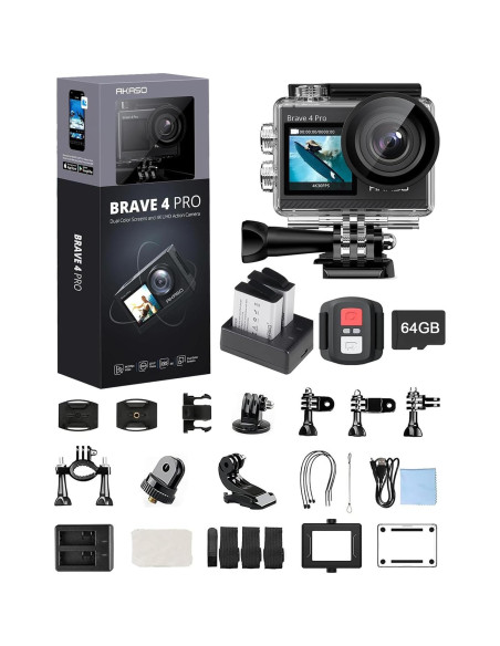 Cámara de Acción AKASO Brave 4 Pro 4K 30fps + 64GB + Accesorios Cámara de Acción AKASO Brave 4 Pro 4K 30fps + 64GB + Accesorios