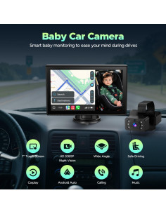 Cámara para Bebé LAMTTO 7" HD, CarPlay, Android Auto, WiFi 5G 2