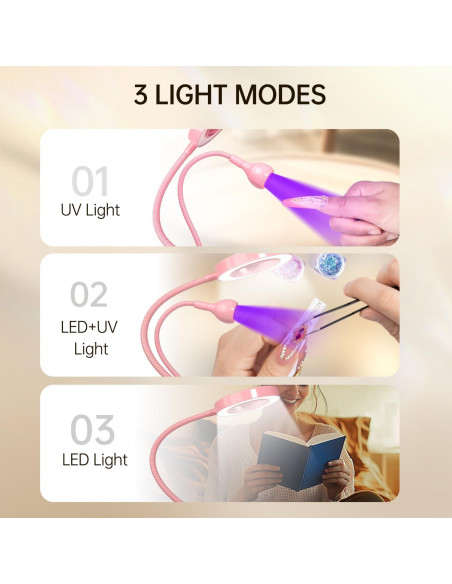 Lámpara de Uñas LED UV AORAEM Doble Cabeza 3W Ajustable Lámpara de Uñas LED UV AORAEM Doble Cabeza 3W Ajustable