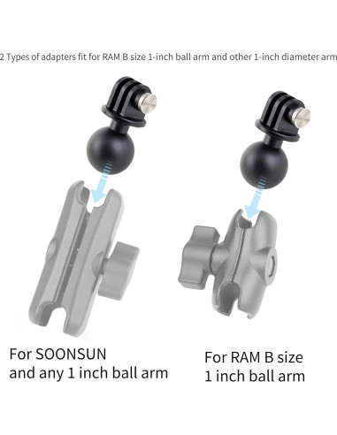 Paquete de 2 Adaptadores de Montura de Bola 1" SOONSUN para GoPro e Insta360