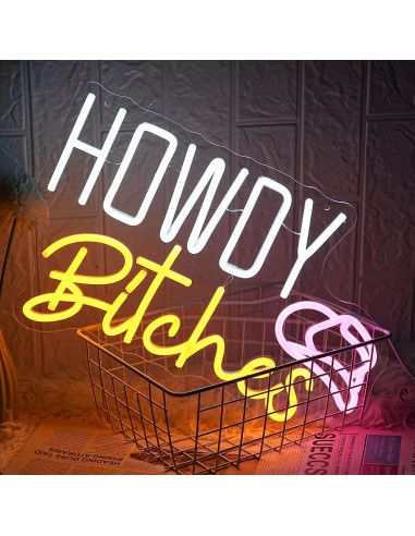 Cartel de Neón Howdy Bitches LMSIGNLY 27x43cm LED USB