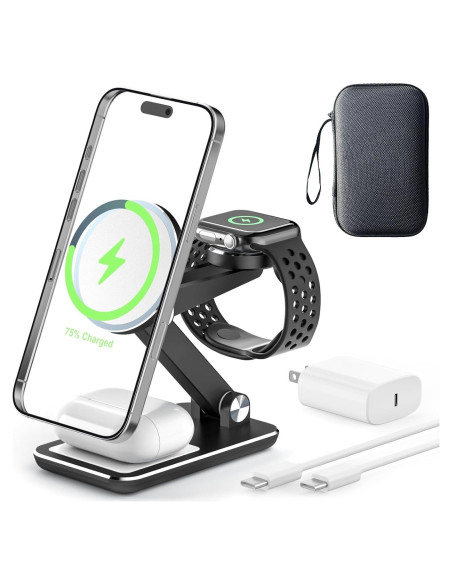 Cargador Inalámbrico 3 en 1 Egognaw para iPhone, Apple Watch y AirPods Cargador Inalámbrico 3 en 1 Egognaw para iPhone, Apple Watch y AirPods