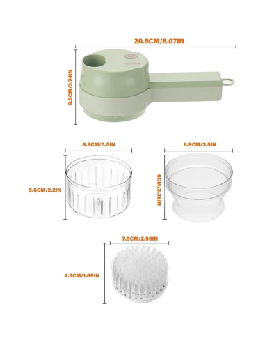 Cortador de Verduras Eléctrico Jocaluyia 4 en 1 Verde 200ml