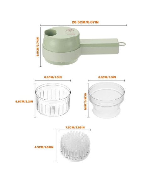 Cortador de Verduras Eléctrico Jocaluyia 4 en 1 Verde 200ml Cortador de Verduras Eléctrico Jocaluyia 4 en 1 Verde 200ml