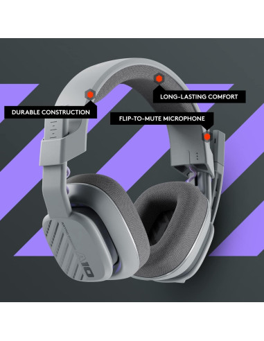 Auricular Gaming Astro A10 Gen 2 con Micrófono Plegable - Gris