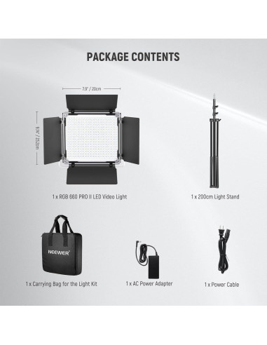 Luz de Video LED RGB NEEWER RGB660 PRO II 50W Dimmable