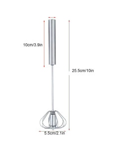 Batidor de huevos semiautomático Fnoko 25,4 cm acero inoxidable 2