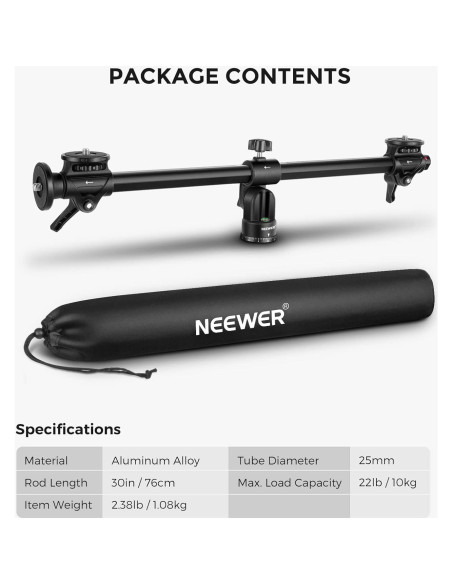 Brazo Horizontal de Trípode NEEWER 76cm Ajustable 10kg Brazo Horizontal de Trípode NEEWER 76cm Ajustable 10kg