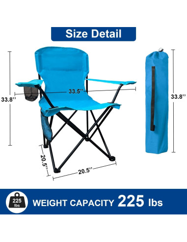Silla de Camping Plegable SAILARY Azul con Bolsa de Enfriamiento