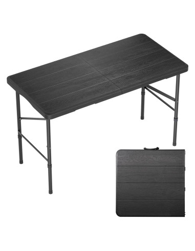 Mesa Plegable Hsundries 4FT Negra con Superficie de Madera