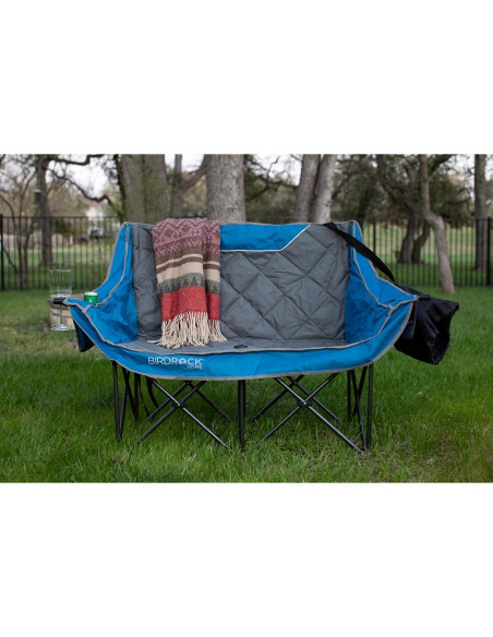 Silla de Camping Doble BIRDROCK HOME - Azul y Gris, 295 kg Silla de Camping Doble BIRDROCK HOME - Azul y Gris, 295 kg