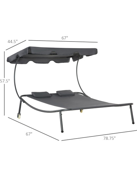 Sillón Doble de Patio Outsunny con Dosel Ajustable y Almohadas Sillón Doble de Patio Outsunny con Dosel Ajustable y Almohadas