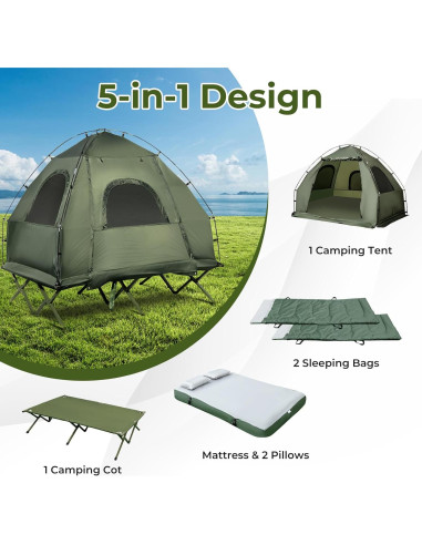 Tienda de Camping LDAILY Cot 5 en 1 para 2 Personas