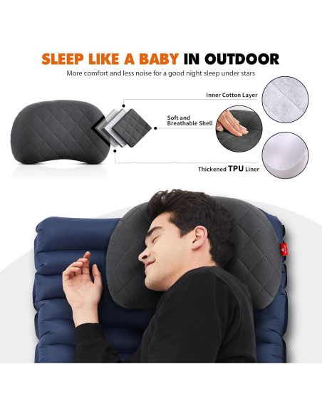 Colchón Inflable Doble Hikenture 200x140 cm con 2 Almohadas Colchón Inflable Doble Hikenture 200x140 cm con 2 Almohadas