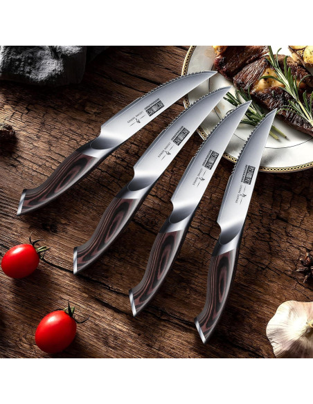 Juego de cuchillos para carne HOSHANHO 6 piezas acero al carbono Juego de cuchillos para carne HOSHANHO 6 piezas acero al carbono