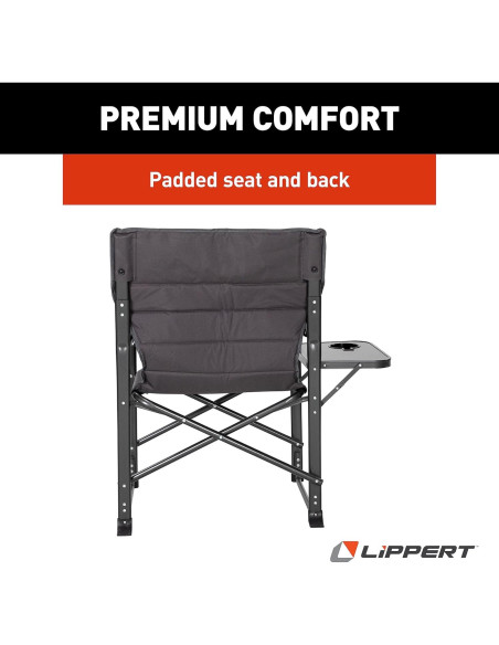 Silla de Camping Plegable Lippert Scout Plus con Mesa Lateral - 181 kg Silla de Camping Plegable Lippert Scout Plus con Mesa Lateral - 181 kg