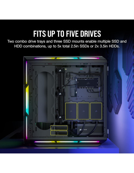 Caja de PC Corsair iCUE 5000T RGB ATX 208 LEDs 3 Ventiladores Caja de PC Corsair iCUE 5000T RGB ATX 208 LEDs 3 Ventiladores
