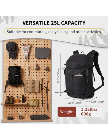 Mochila de Senderismo Naturehike Helium 25L Unisex Negra