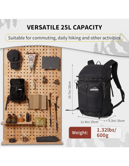 Mochila de Senderismo Naturehike Helium 25L Unisex Negra Mochila de Senderismo Naturehike Helium 25L Unisex Negra