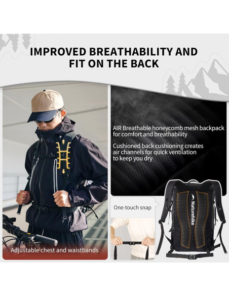 Mochila de Senderismo Naturehike Helium 25L Unisex Negra Mochila de Senderismo Naturehike Helium 25L Unisex Negra