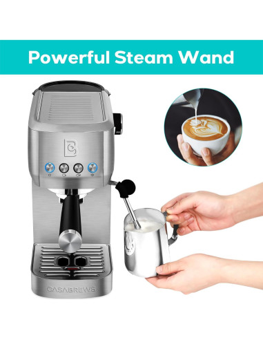 Máquina de Espresso CASABREWS 20 Bar Acero Inoxidable 1.3L