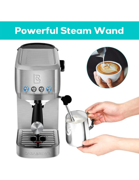 Máquina de Espresso CASABREWS 20 Bar Acero Inoxidable 1.3L Máquina de Espresso CASABREWS 20 Bar Acero Inoxidable 1.3L
