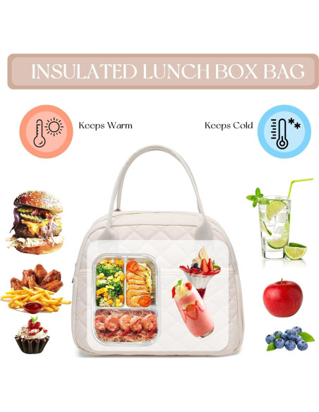Bolsa de Almuerzo Aislada CAMTOP Beige 9.4L para Trabajo Bolsa de Almuerzo Aislada CAMTOP Beige 9.4L para Trabajo
