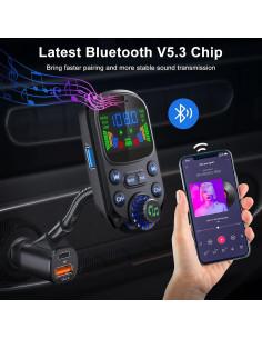 Transmisor FM Bluetooth 5.3 SOARUN PD30W Carga Rápida USB 2