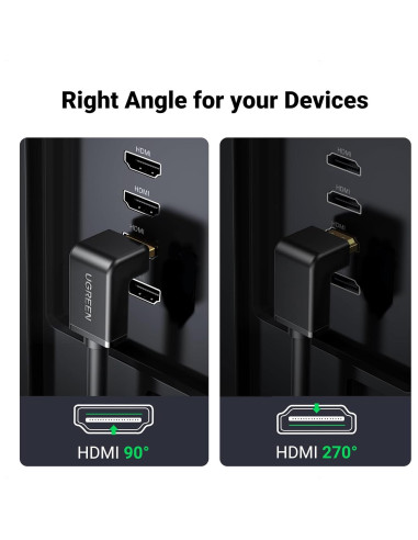 Cable HDMI UGREEN 1.01m 4K 90 Grados Alta Velocidad