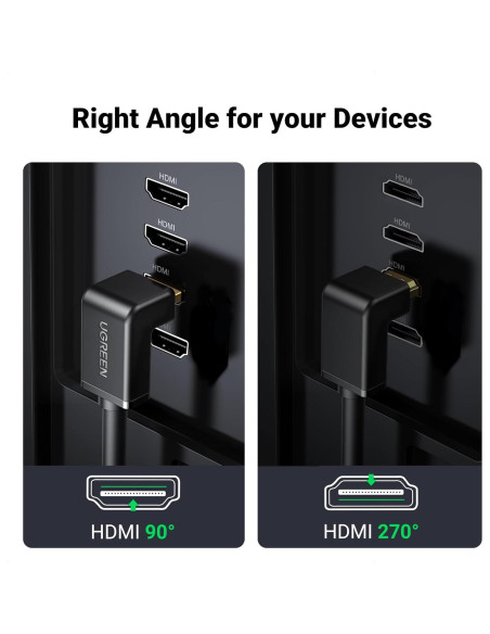 Cable HDMI UGREEN 1.01m 4K 90 Grados Alta Velocidad Cable HDMI UGREEN 1.01m 4K 90 Grados Alta Velocidad