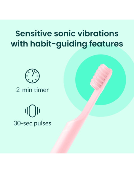 Cepillo de dientes eléctrico Quip rosa con temporizador y Bluetooth Cepillo de dientes eléctrico Quip rosa con temporizador y Bluetooth