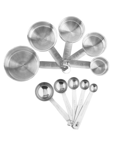 Juego de 10 Tazas y Cucharas Medidoras Laxinis World Acero Inoxidable