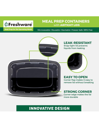 Contenedores de Preparación de Comidas Freshware 150 Pzs 828 ml