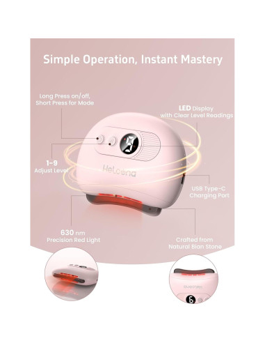 Masajeador Facial Gua Sha Eléctrico Helcona con Calor y Vibración