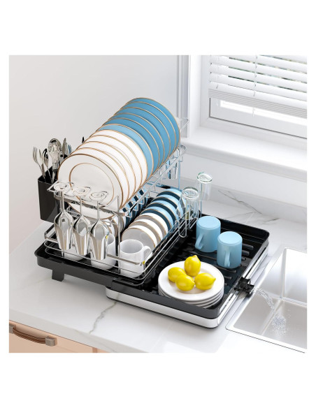 Escurridor de Platos Pukomc Expandible 2 Niveles Acero Inoxidable Escurridor de Platos Pukomc Expandible 2 Niveles Acero Inoxidable