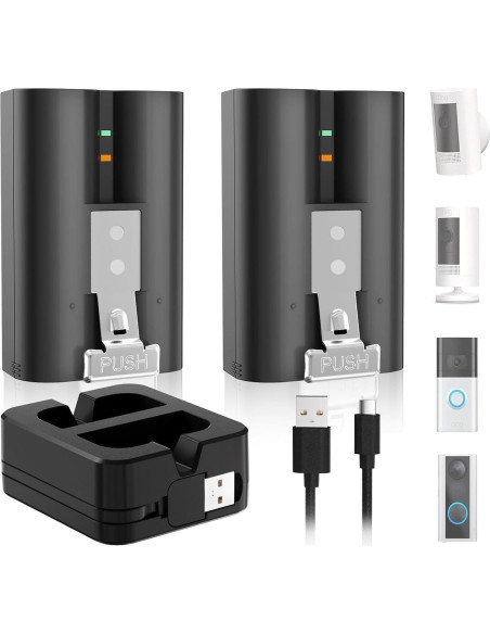 Paquete de 2 Baterías Ring 6040mAh + Cargador Digital Paquete de 2 Baterías Ring 6040mAh + Cargador Digital