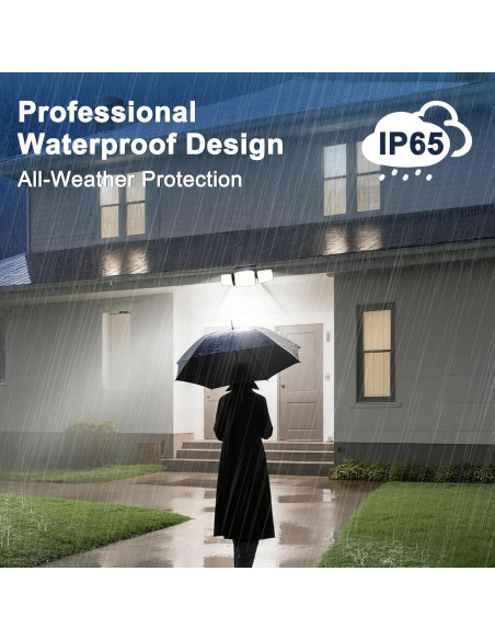 Luz de Seguridad Solar LED JEJOT 3 Cabezas IP65 Control Remoto Luz de Seguridad Solar LED JEJOT 3 Cabezas IP65 Control Remoto