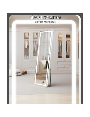 Espejo de Cuerpo Entero Koonmi LED 152.4x40.6cm Blanco