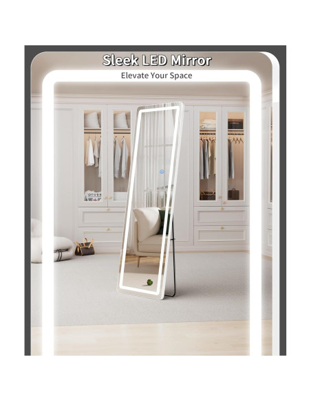 Espejo de Cuerpo Entero Koonmi LED 152.4x40.6cm Blanco Espejo de Cuerpo Entero Koonmi LED 152.4x40.6cm Blanco